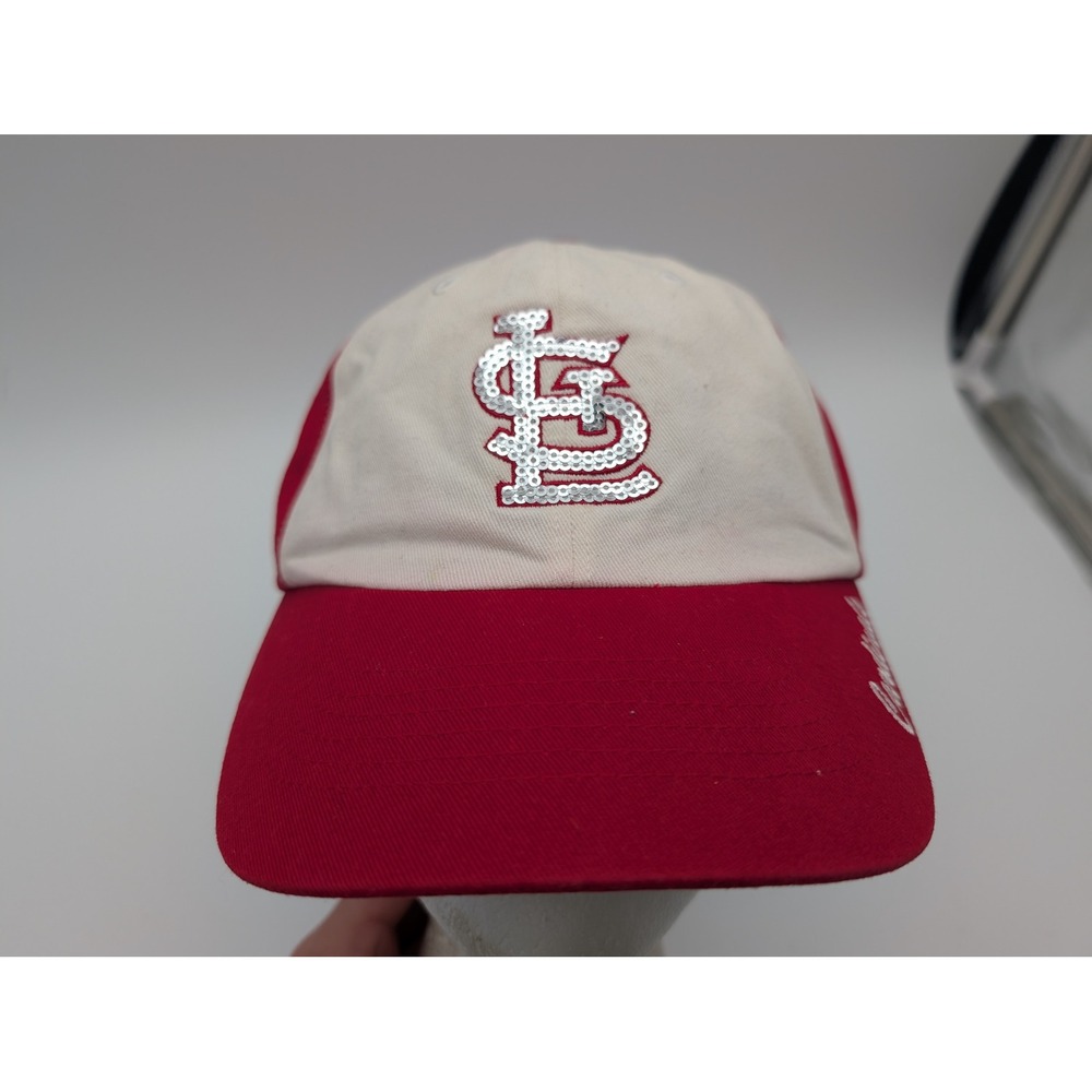 MLB Fan Favorite St Louis Cardinals Hat Womens Red White Sequin STL Logo Cap